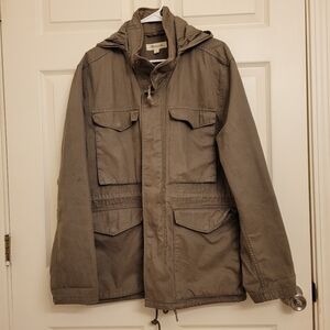Madewell Military Style Hooded Jacket Large Green Pockets Hiking, Camping, Boho